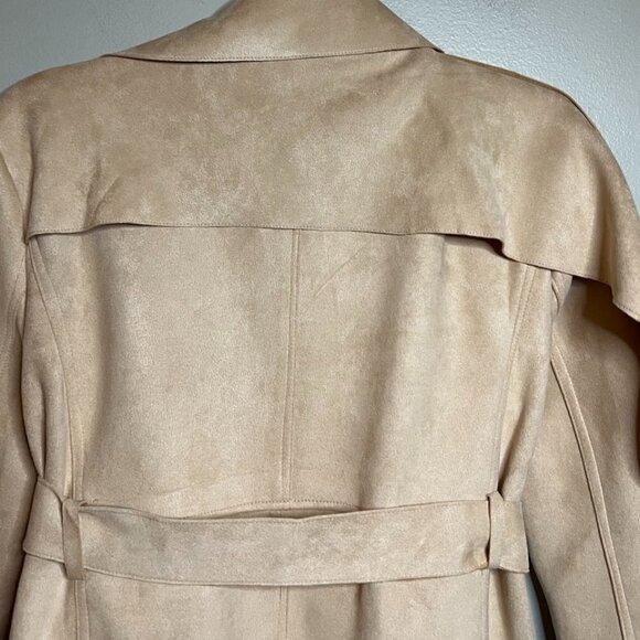 Faux Suede Belted Trench - unlined V752PS (Color: Dusty Pink, Size: M) - Picture 5 of 6